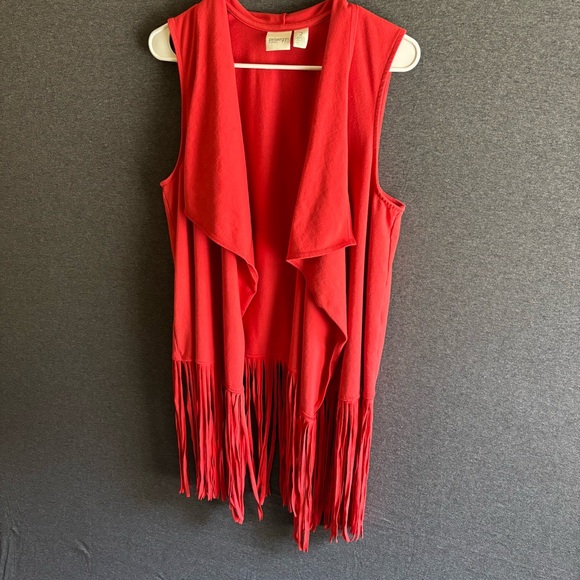 Women’s Western / Boho Tassel Vest, Zenergy By Chico’s Size 2 / L Large - Picture 5 of 11